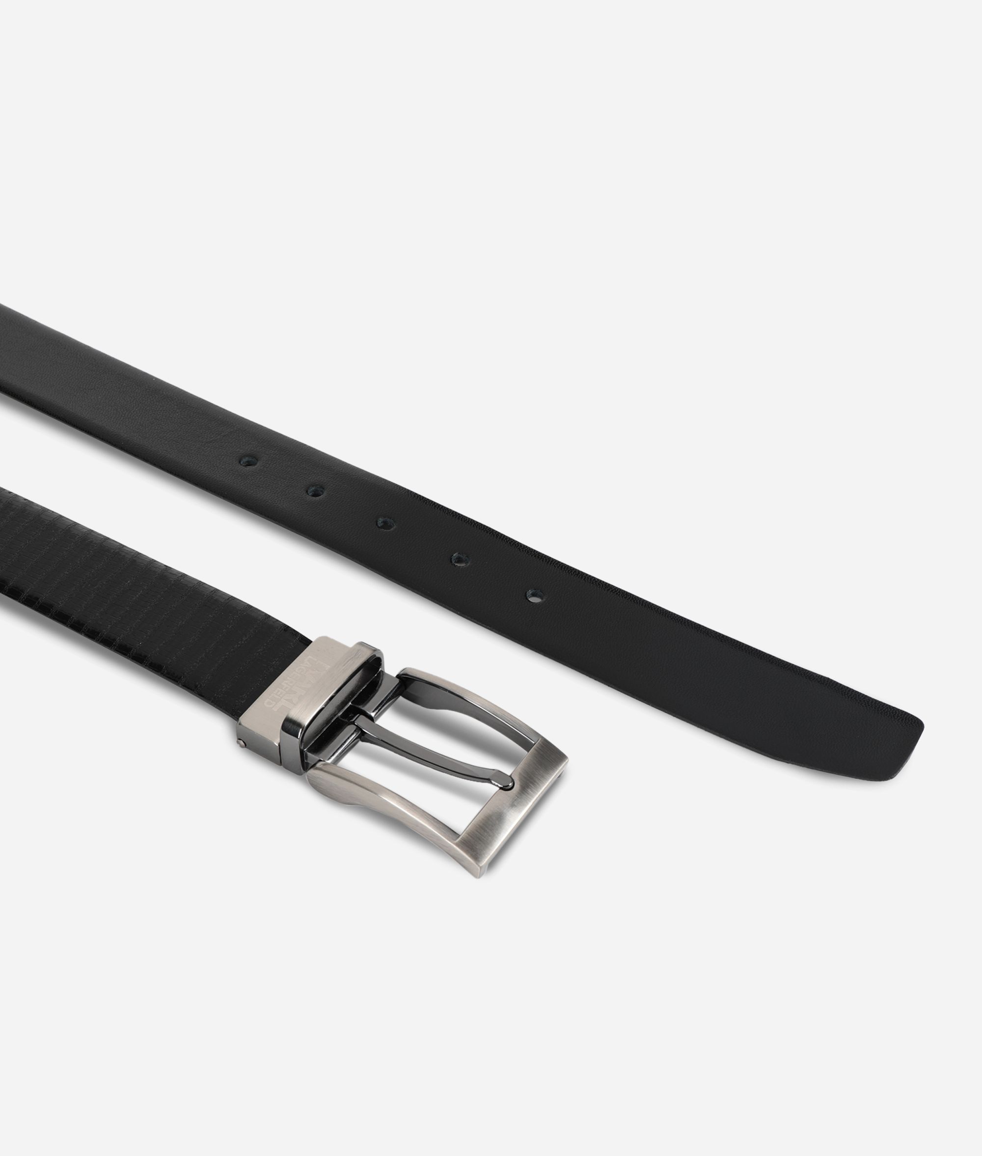 Karl Lagerfeld Black Leather Reversible Belt - Rogue Menswear