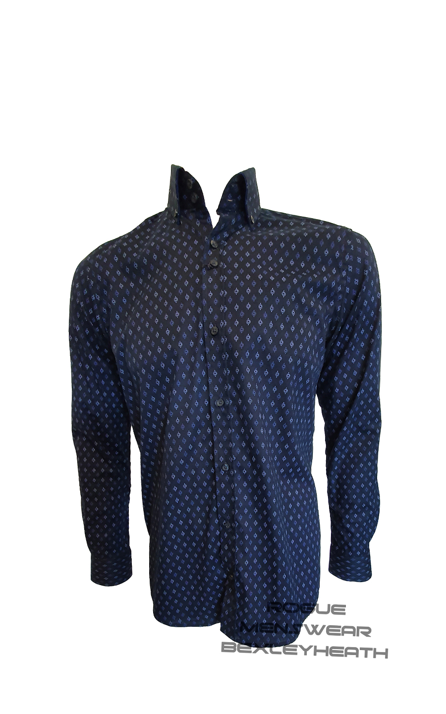 Guide London Navy Blue Pattern Shirt - Rogue Menswear