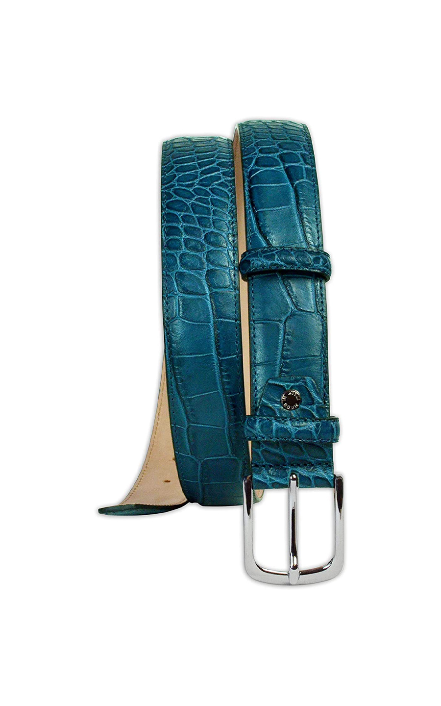 Download Mens Blue Mock Crock Leather Belt - Rogue Menswear