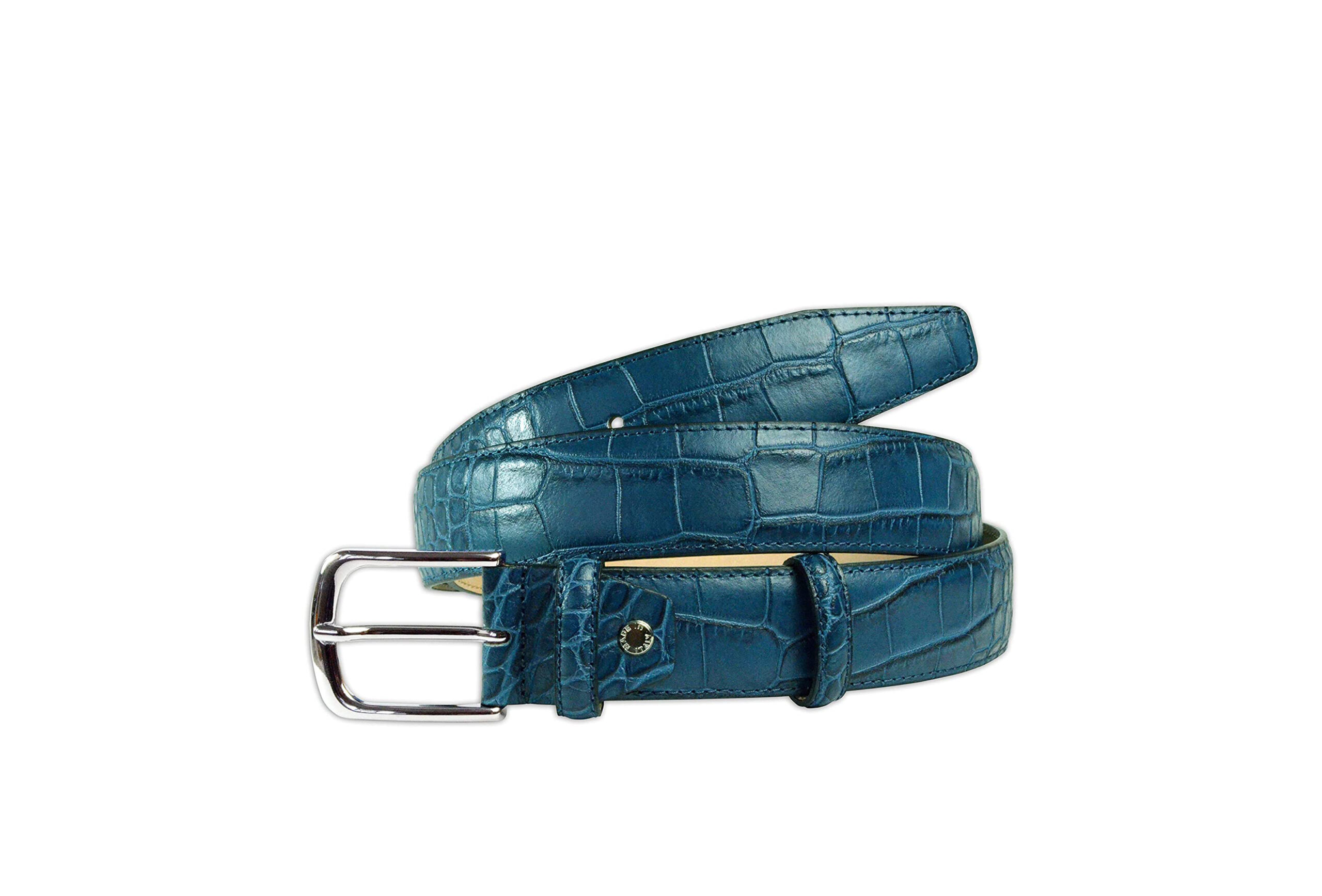 Download Mens Blue Mock Crock Leather Belt - Rogue Menswear