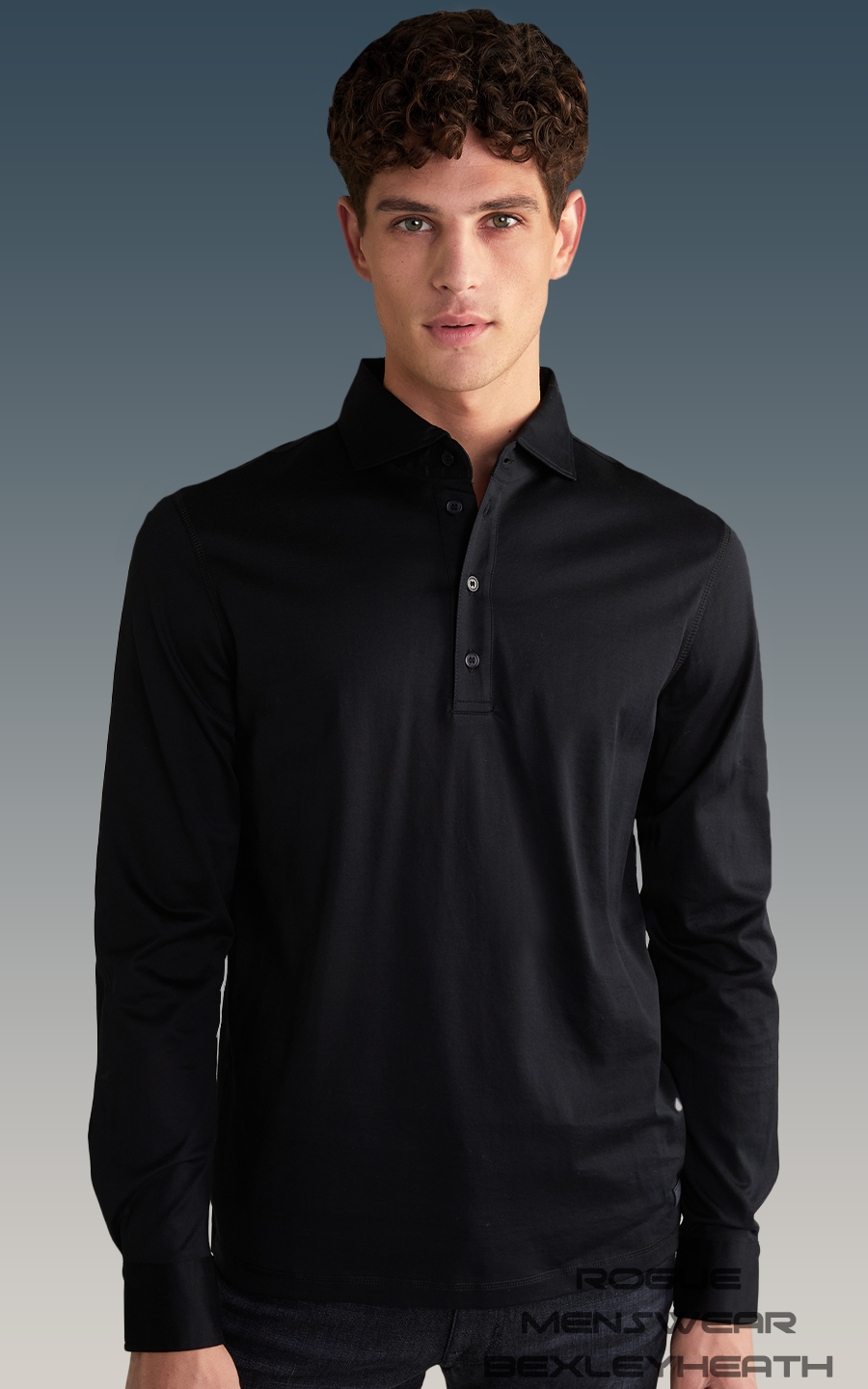 Joop Long Sleeved Polo In Black - Rogue Menswear